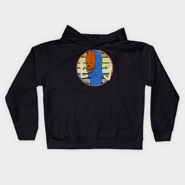 Beavis Pumpkinhead Kids Hoodie by DeathAnarchy